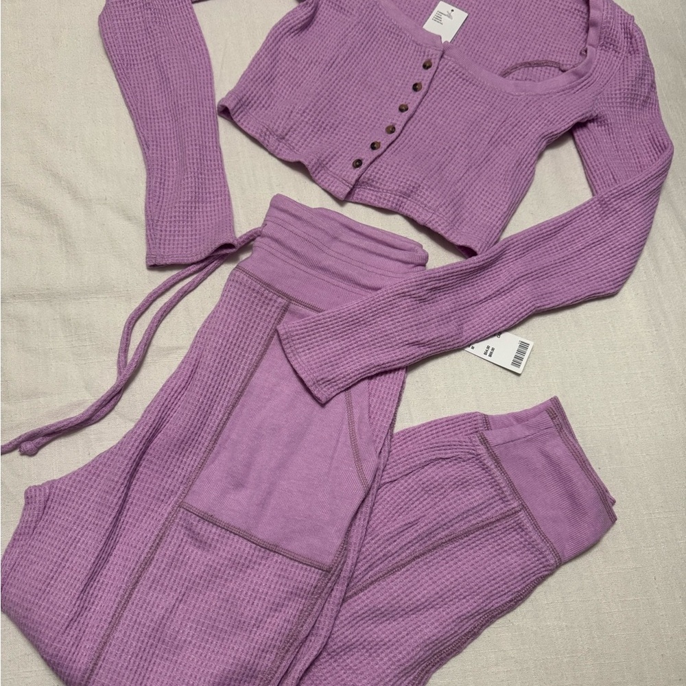Urban Outfitters Lilac Waffle Knit Top & Pants